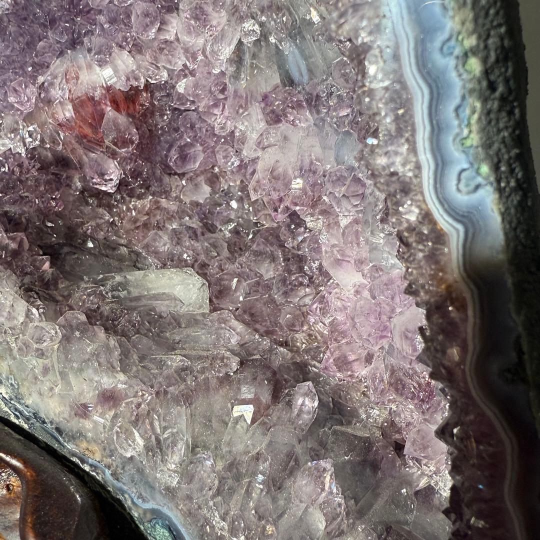 ブラジル産❣️天然石水晶共生アメジストのドーム　置物　台座付きNO.011811