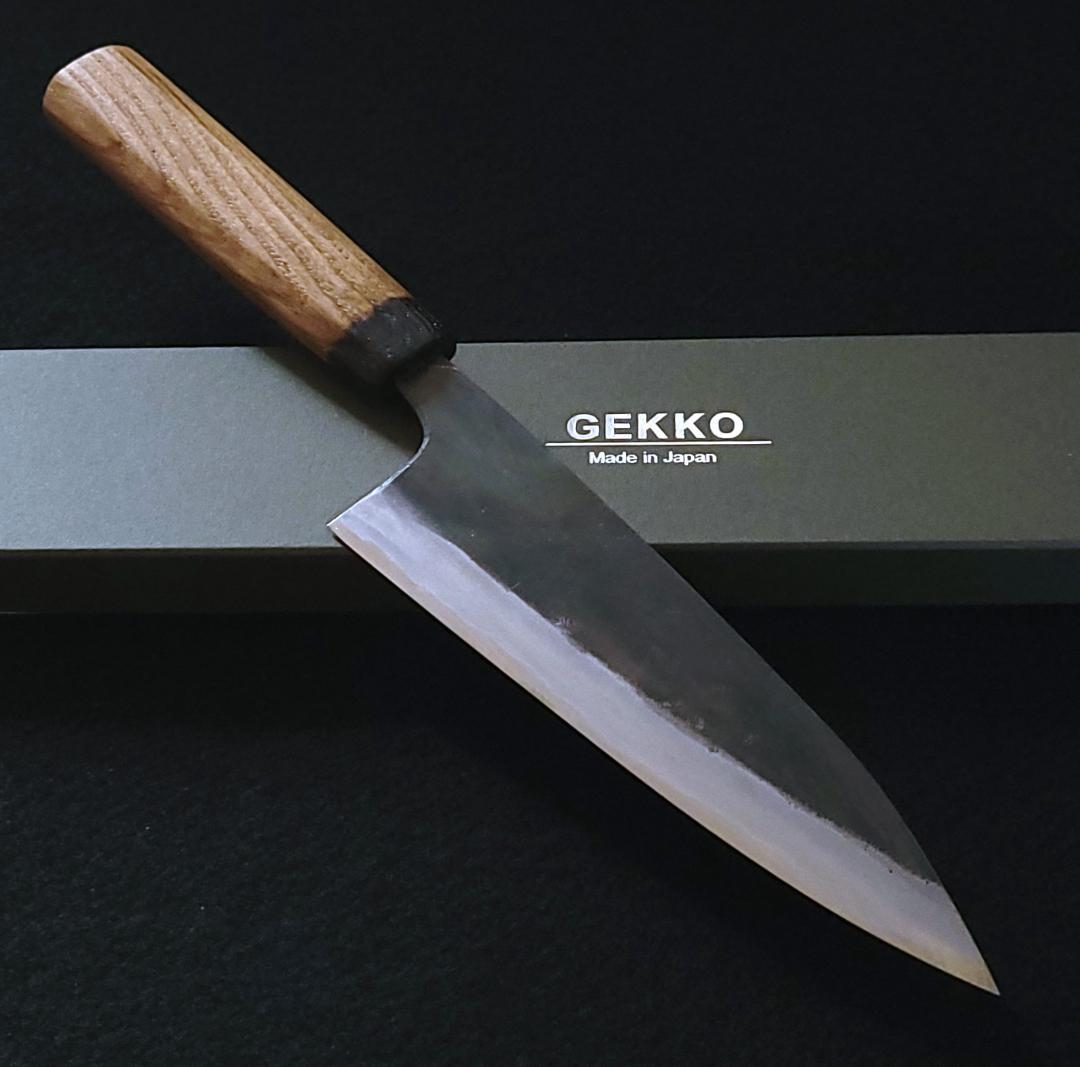白紙1号 黒打 万能包丁 165㎜ G9365 栗柄 月光作 手作り