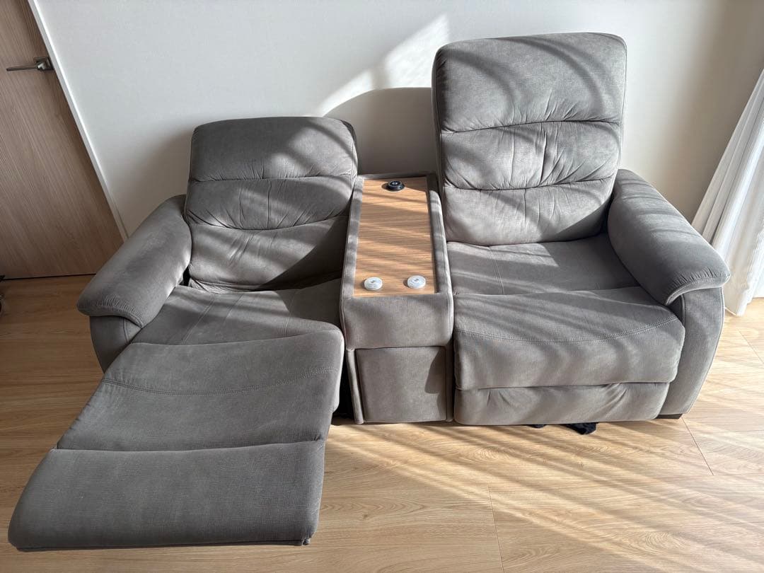 ニトリ Nビリーバ 電動リクライニングソファ 2人掛け 布張り グレー ふかふか