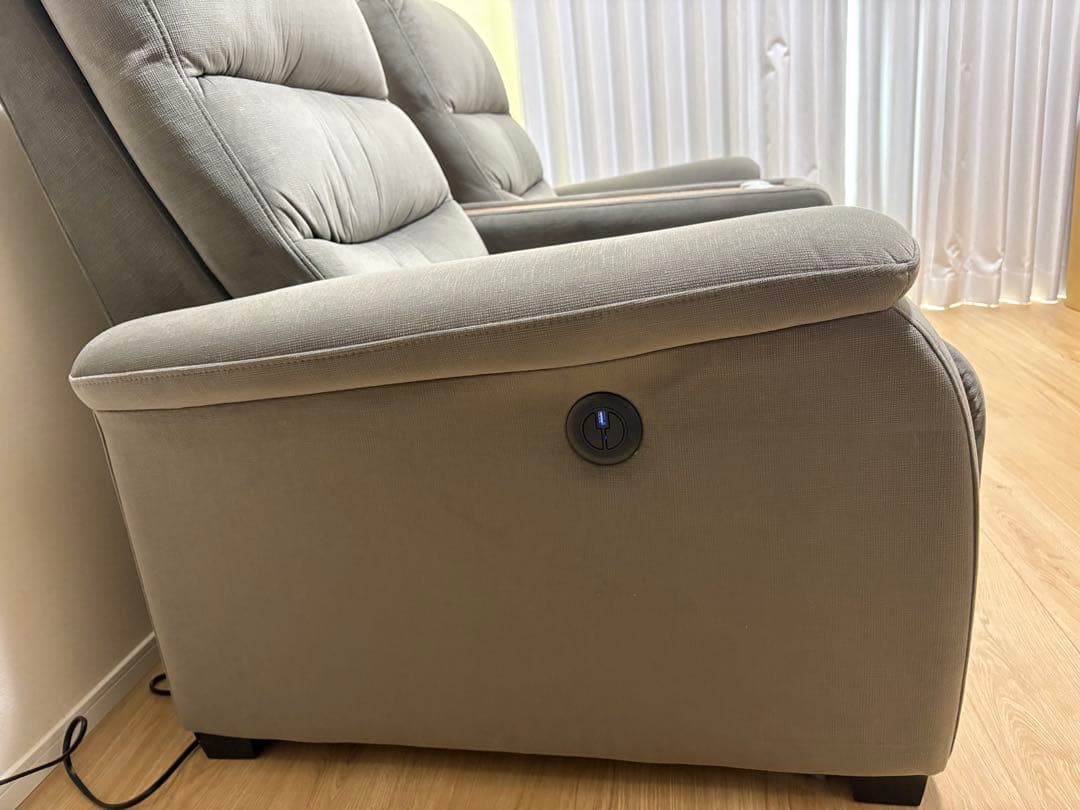 ニトリ Nビリーバ 電動リクライニングソファ 2人掛け 布張り グレー ふかふか