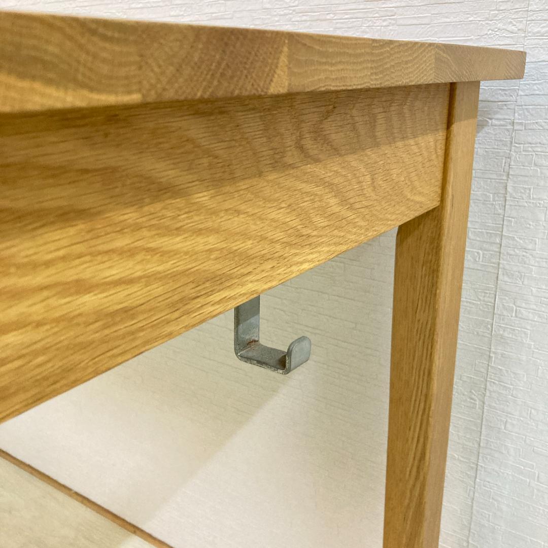 【無印良品】オーク材　無垢デスク　テーブル　机　収納付き　天然木