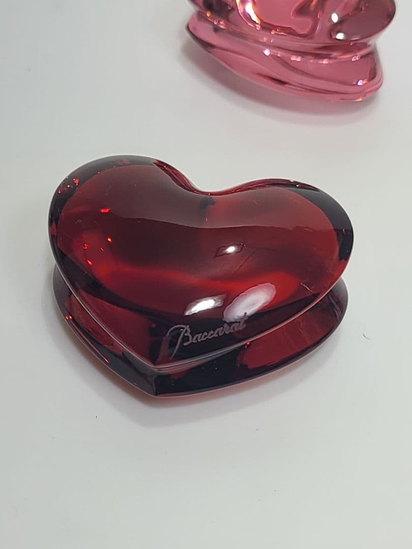 週末値下げバカラ　ザンザン ハート　オブジェ　レッド　ピンク