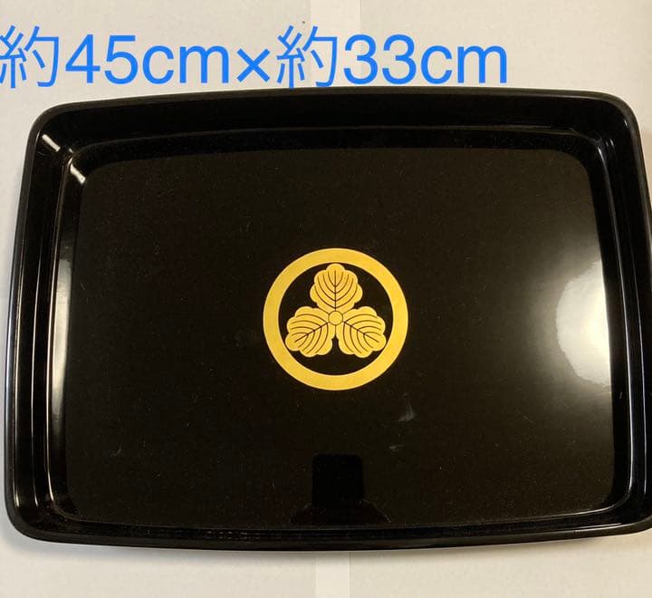 家紋入り広蓋セット　(越前塗、丸に三つ柏)