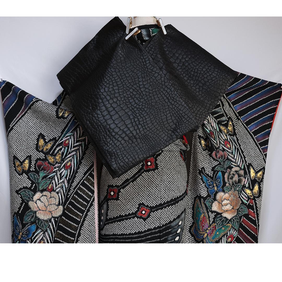 高級総絞り箔振袖単体162.5cmWR56