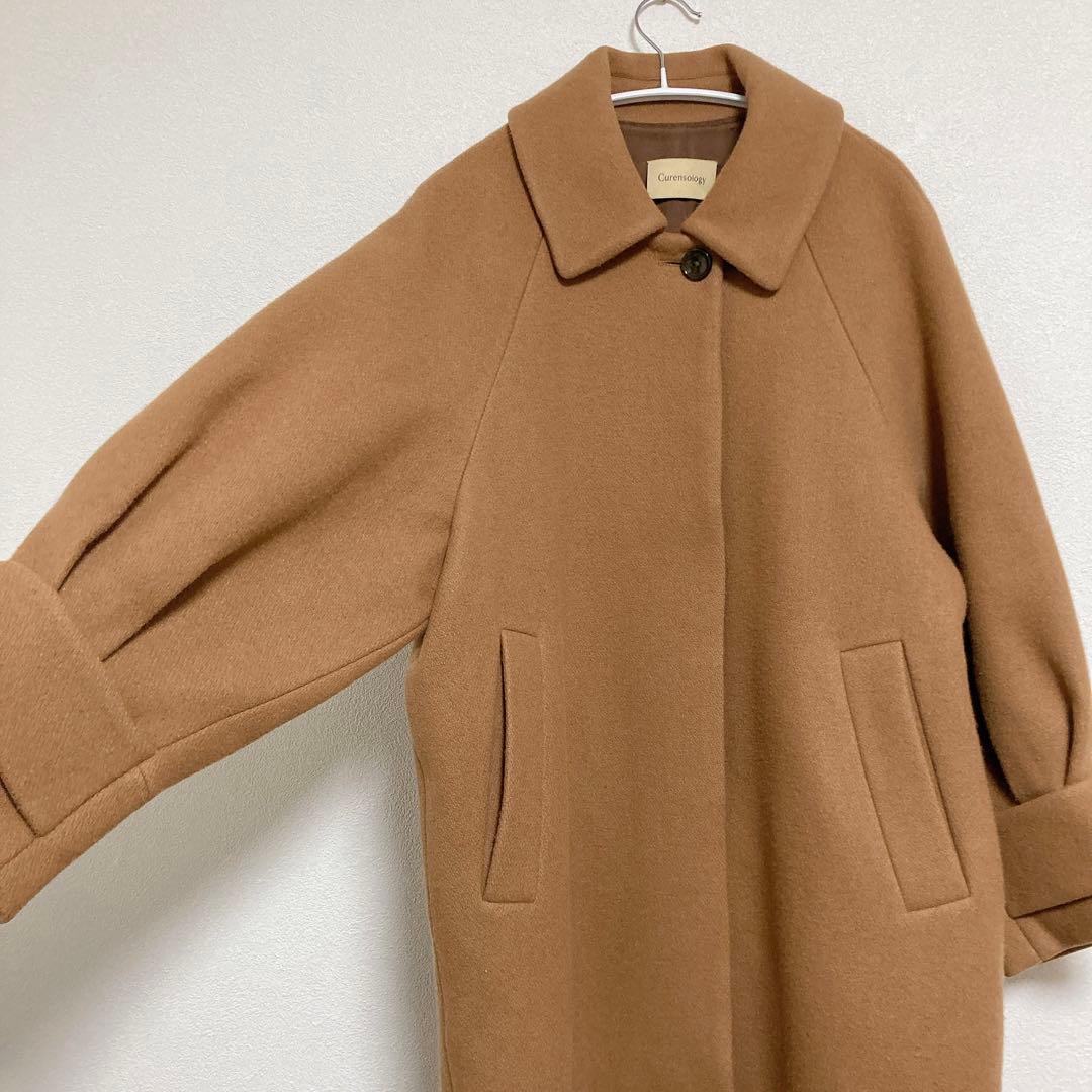 カレンソロジー　メルトンステンカラーコート　ロング　ゆったり　キャメル　38
