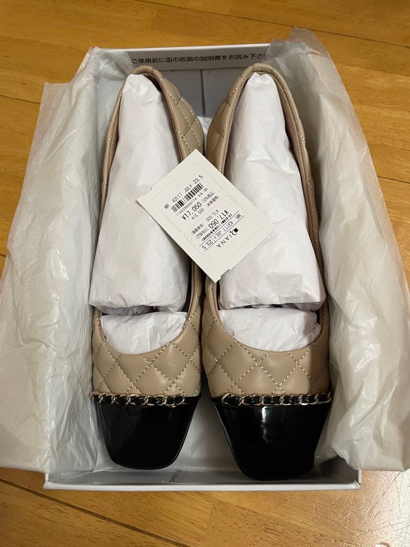 【美品】DIANA キルティングローヒールパンプス23.5cm