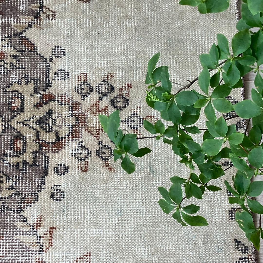 カフェオレベージュ54×220ブラウン　超ロングランナー　トルコヴィンテージラグ