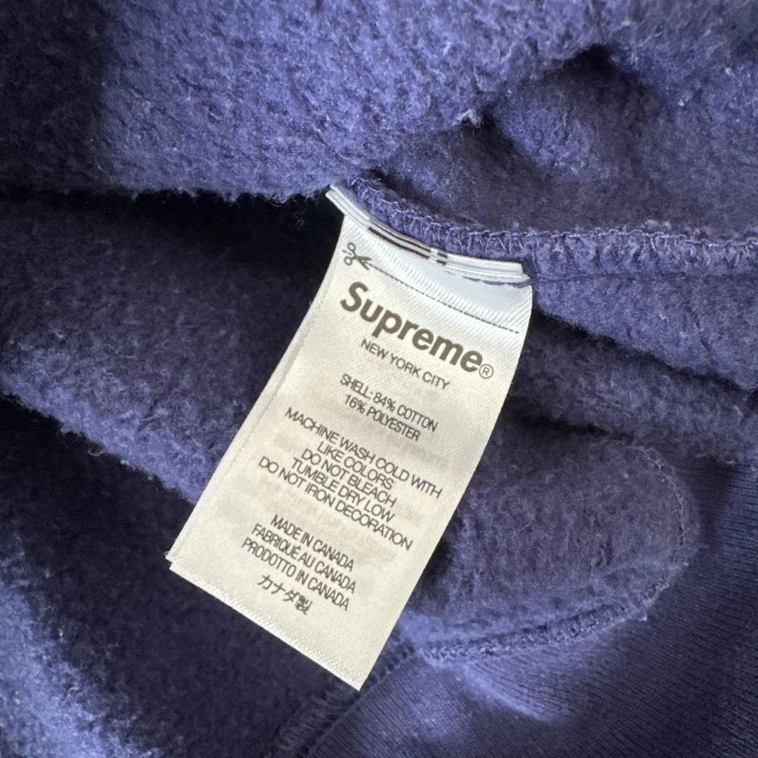 パパイヤ松本様Supreme ネイビー スモールロゴ　フード付きスウェット