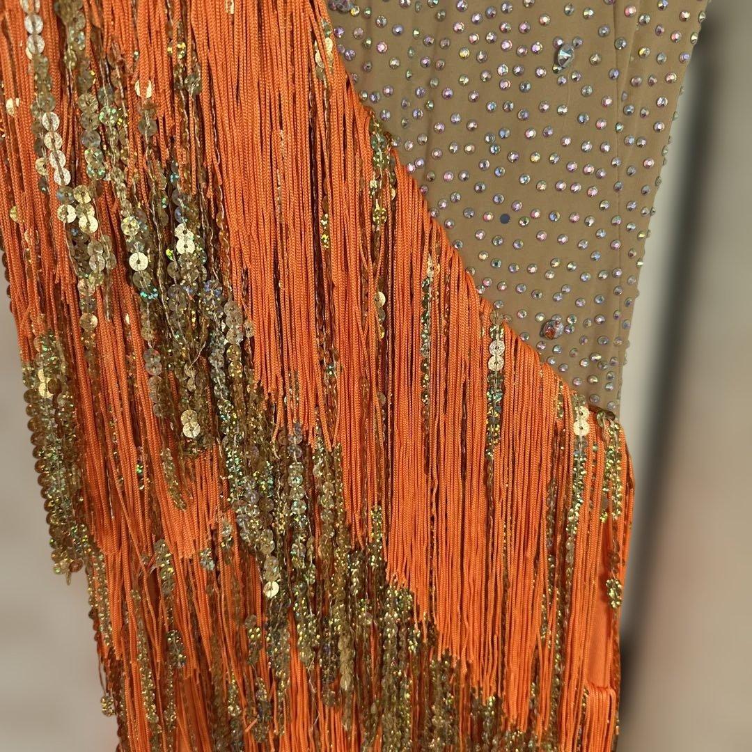 社交ダンス用ラテンドレス ベージュオレンジ