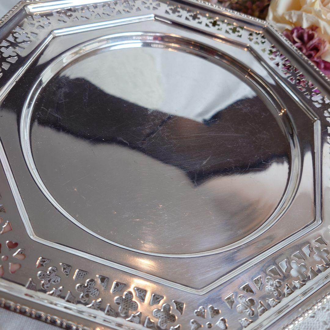 シルバートレイ　アンティーク　八角形　ピアス　アルハンブラ