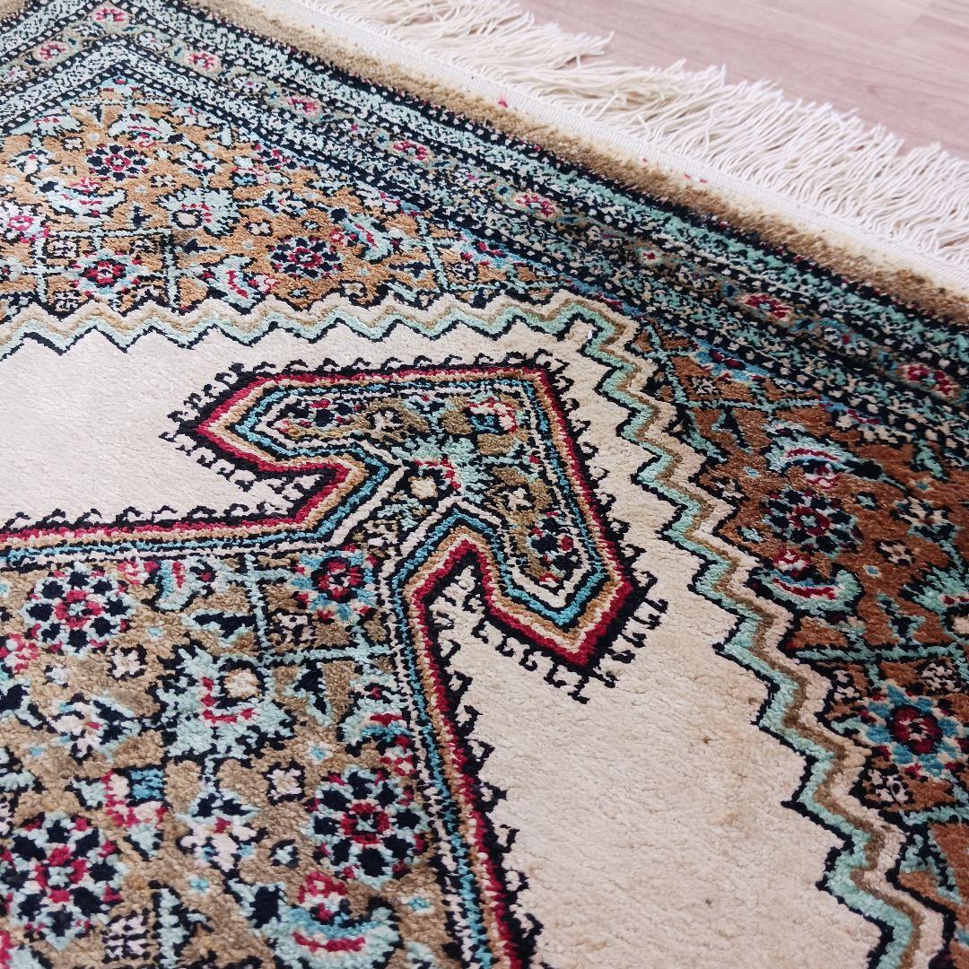 Y3346 高級ペルシャ絨毯 イラン シルク100% 手織り72万ノット