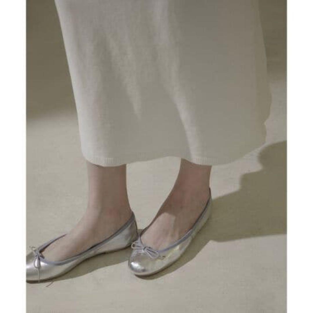 【E.PORSELLI】ポルセリ メタリックバレエシューズ シルバー 37