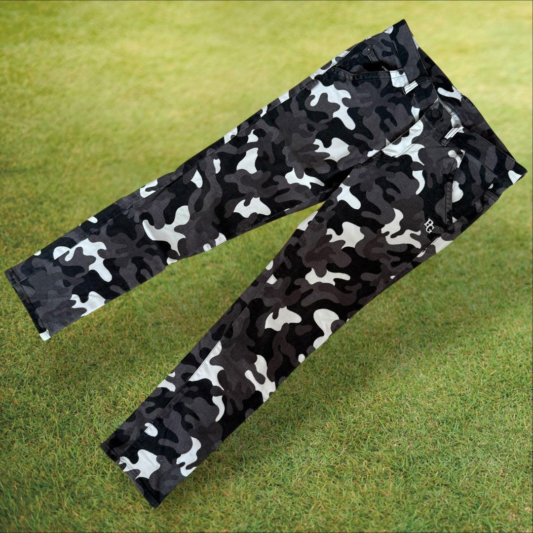 秋冬モデル　パーリーゲイツ　パンツ　迷彩　3 S　ストレッチ　白　黒　アーミー