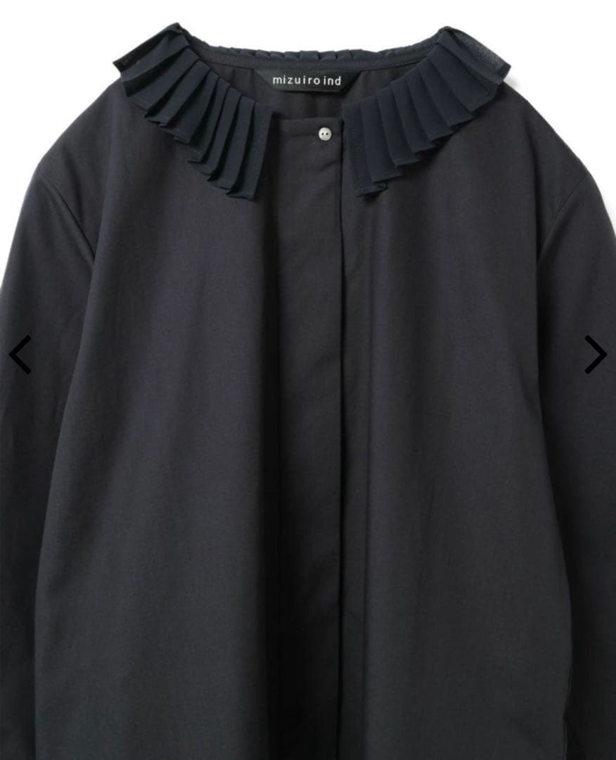 mizuiro ind プリーツカラーシャツ ブラック