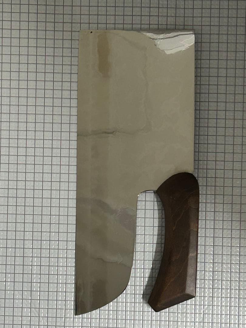 仙助 蕎麦包丁 ダマスカス 鏡面仕上げ 安来鋼青紙二号 330mm 檜茶色曲柄