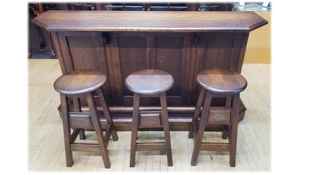 J30　美品！　蝦夷民芸家具　えぞ家具　ホームバーカウンター４点セット