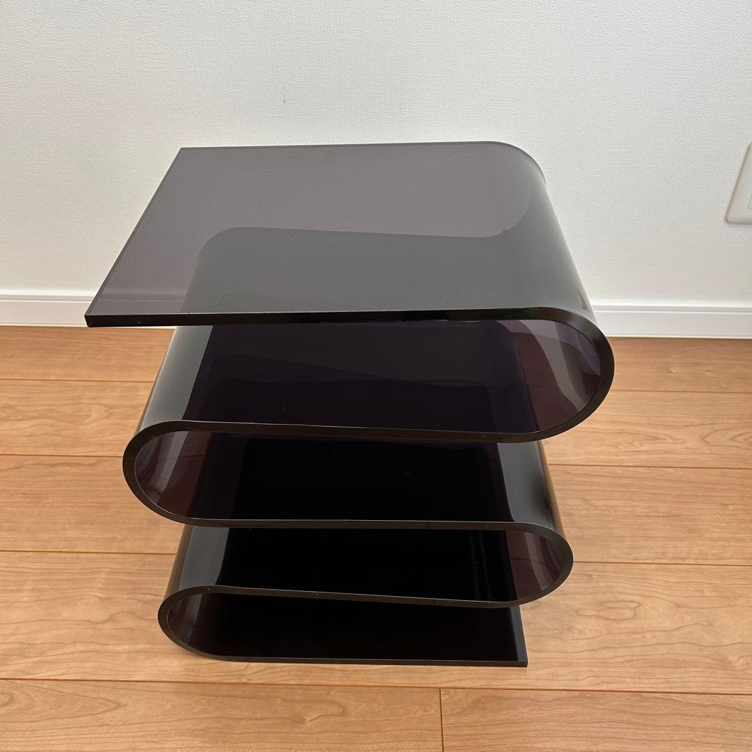 Ｓ字型　透明　黒　アクリル　サイドテーブル　ラック　本棚　北欧　インテリア
