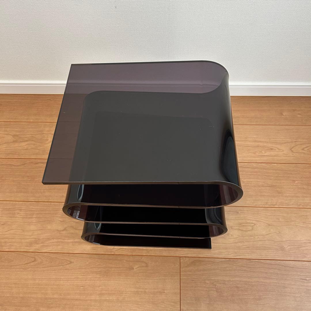 Ｓ字型　透明　黒　アクリル　サイドテーブル　ラック　本棚　北欧　インテリア