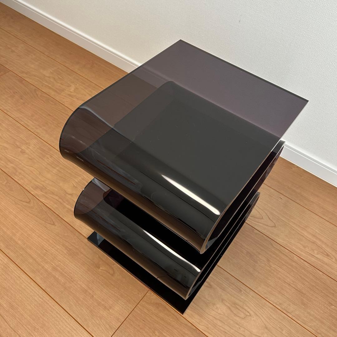 Ｓ字型　透明　黒　アクリル　サイドテーブル　ラック　本棚　北欧　インテリア