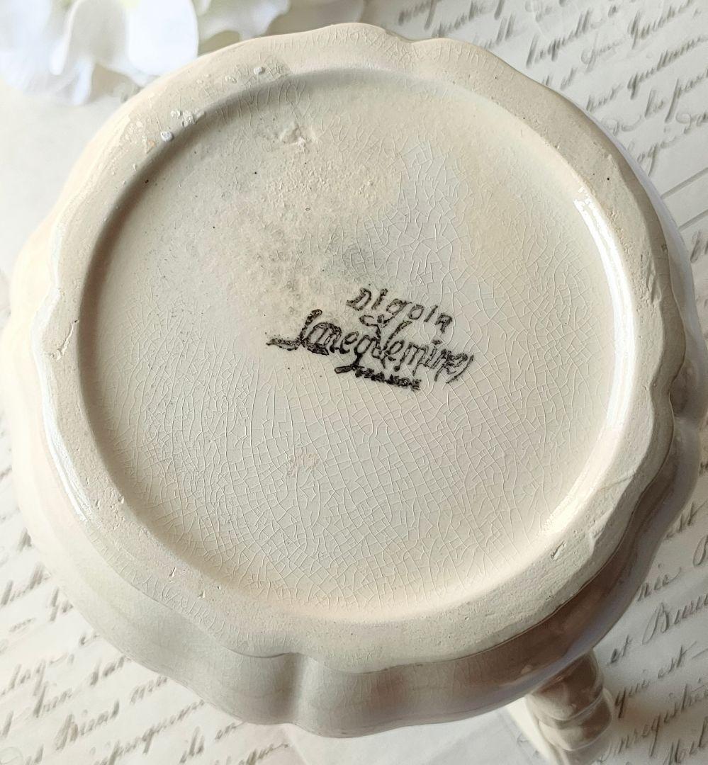 美品　サルグミンヌ　花リム　ポット&シュガーポット　フランスアンティーク