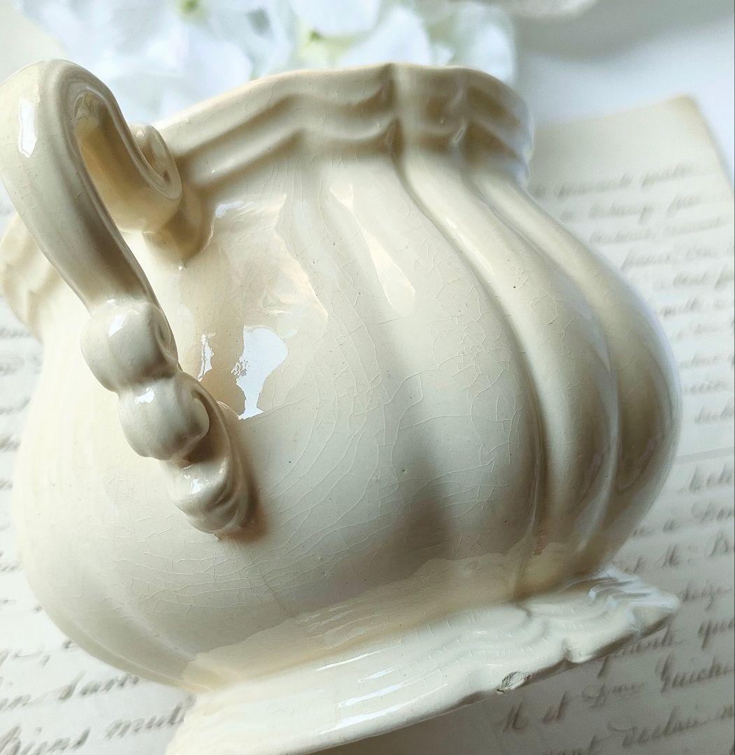 美品　サルグミンヌ　花リム　ポット&シュガーポット　フランスアンティーク