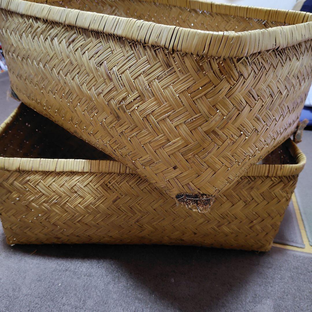 竹行李　古道具　アンティーク　竹籠　収納　カゴ