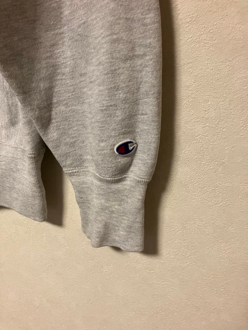 タグ無しチャンピオンリバースウィーブ　トレーナー3段プリント グレー