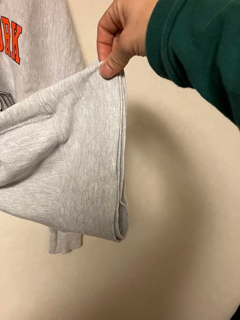 タグ無しチャンピオンリバースウィーブ　トレーナー3段プリント グレー