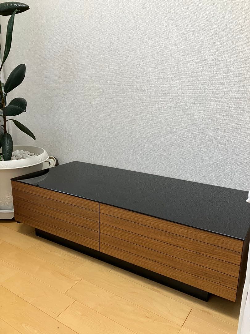 木製ローテーブル 引き出し2つ 黒茶