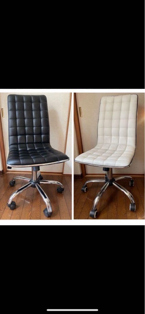 椅子、オフィスチェアー、キャスター付き、学習椅子、白、黒、座面360度回転