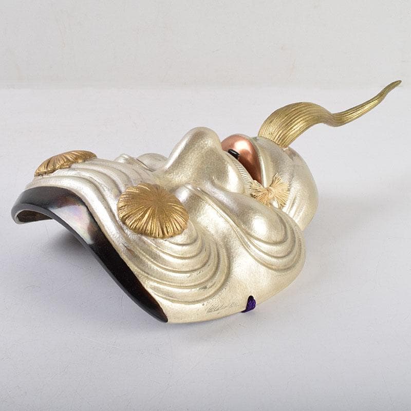 金工師　星野光義作　朧銀　能面　翁面　共箱　D　R8852B