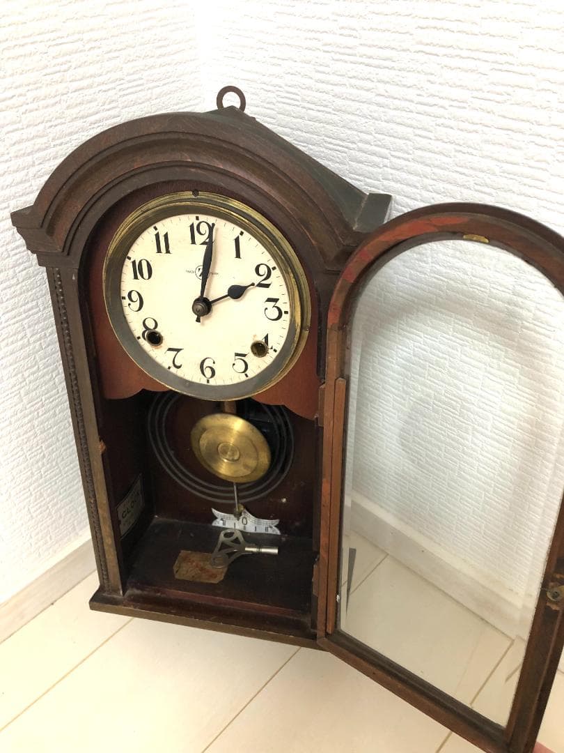 【完動品・昭和レトロ】横浜エムズイ商会 TRADE(Z)MARK 柱時計 掛時計