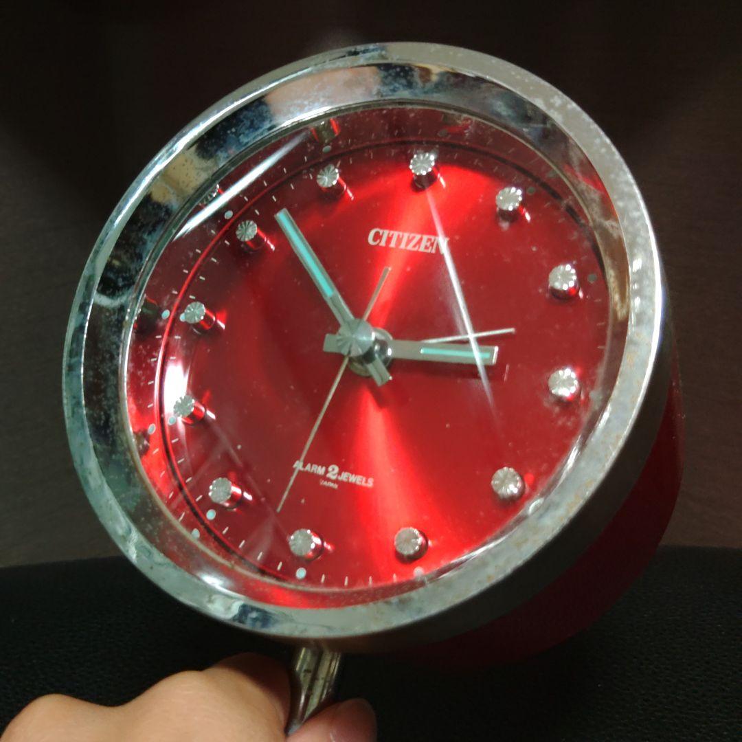 スペースエイジ CITIZEN 脚つき 時計 赤 昭和 レトロ