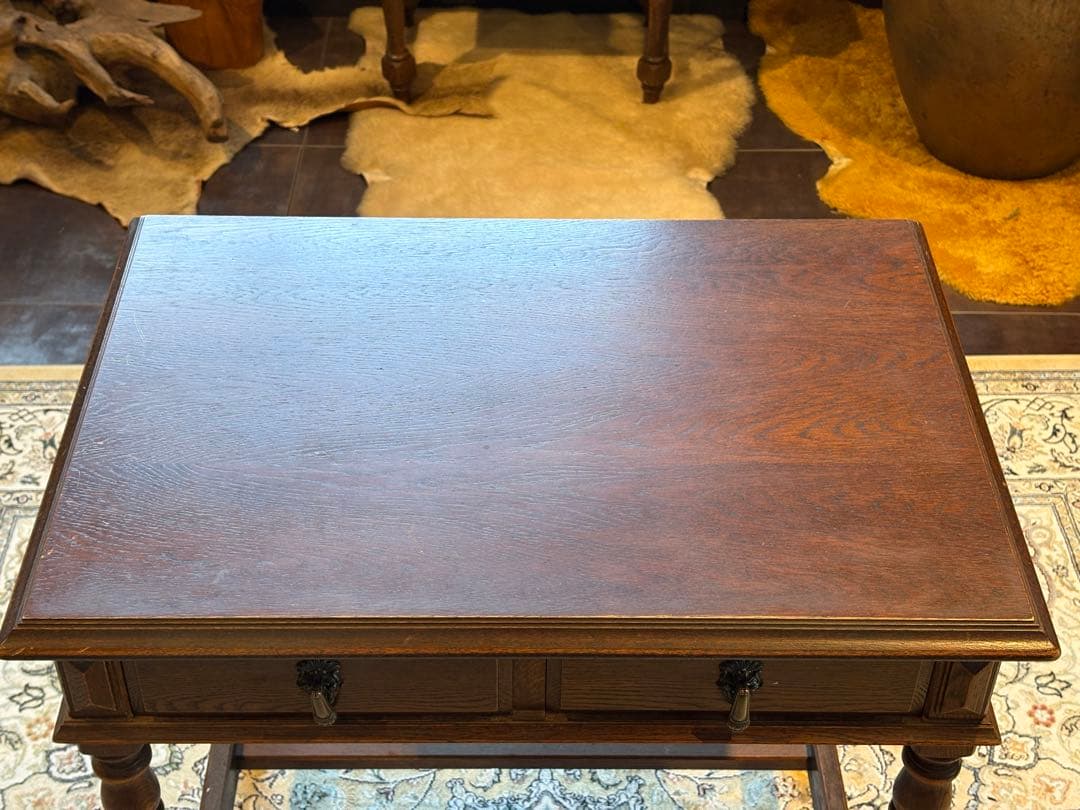 希少　アンティーク　ヴィンテージ　サイドテーブル　オーク材　ヴィンテージ　In