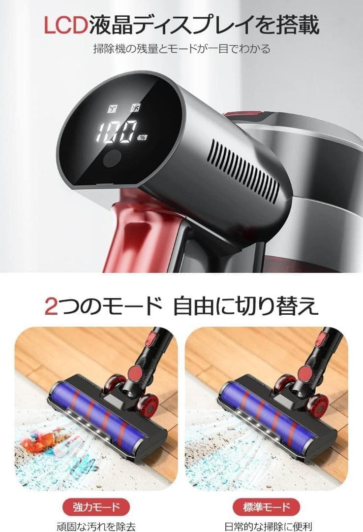 コードレス掃除機 ハンディークリーナー 45000pa超強力吸引 LEDライト付