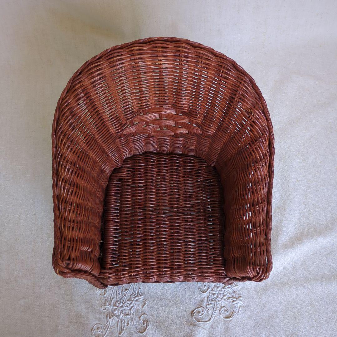 フランスアンティーク ドールチェア ローズマダー ラタン