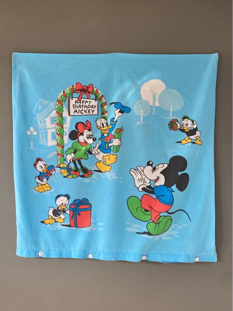 ビンテージ 70s ヨーロッパ ディズニー ミッキーマウス クッション カバー空