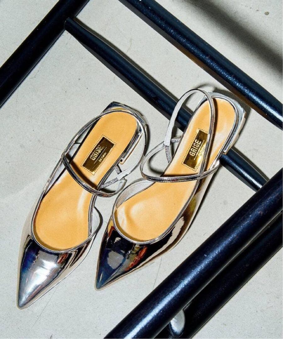 【美品】　GRISEポインテッドストラップスリングバック　22㎝ ミュール