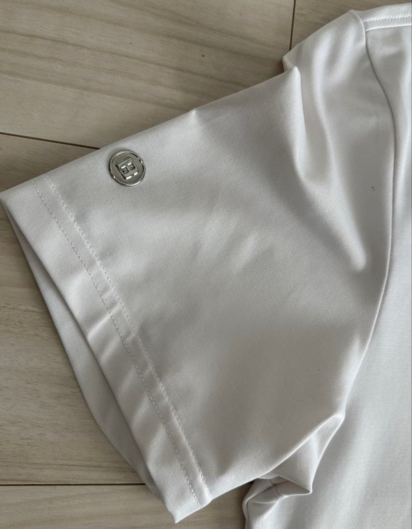 ブリーフィング ゴルフ バックテープロゴボタンダウンポロシャツ ホワイト