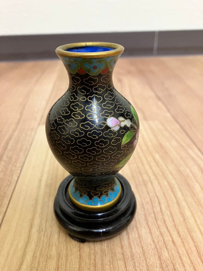 七宝焼　景泰藍　花瓶　2客　時代物　古美術　美術品　骨董品　古物　アンティーク