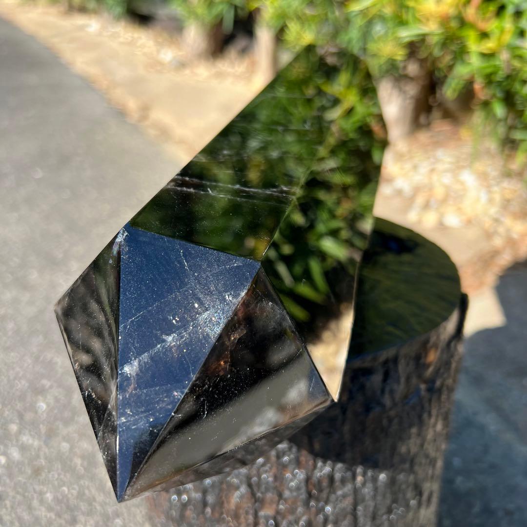 ✨存在際立つ漆黒極大サイズ 黒水晶六角柱✨レインボー モリオン 六角柱 天然石