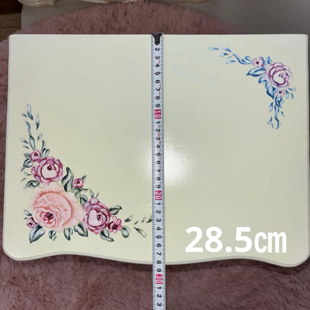 ロココ調　サイドテーブル　2段チェスト　薔薇　白家具　ハンドペイント　木製
