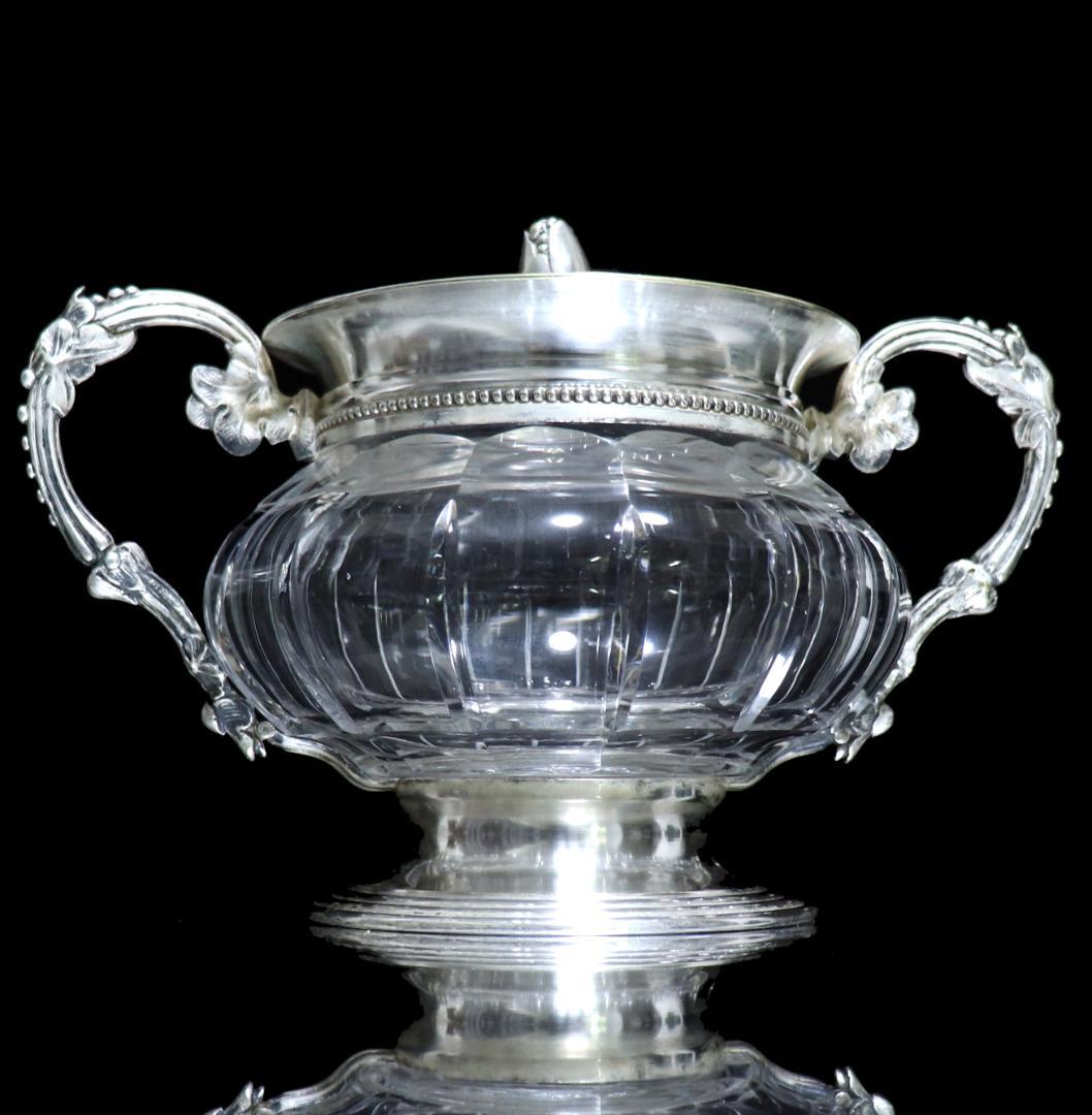 オールド・バカラ×クリストフル 合作 銀装飾色大型蓋物 激レア コラボ 小物入れ