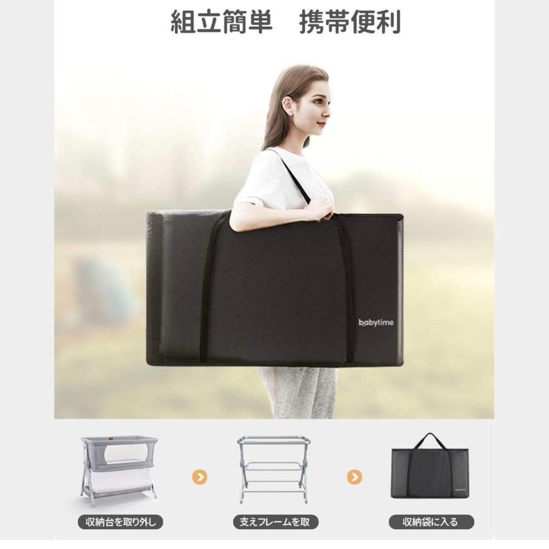 hzdmj 折りたたみ式ベビーベッド グレー