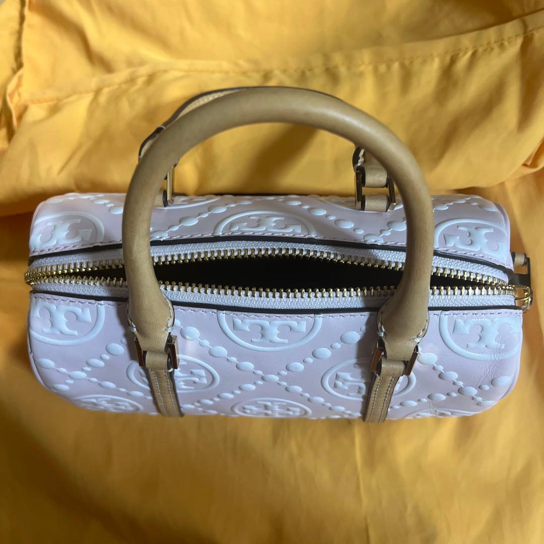 最終価格☆トリーバーチTモノグラム ペブル プチバレルバッグ ピンク