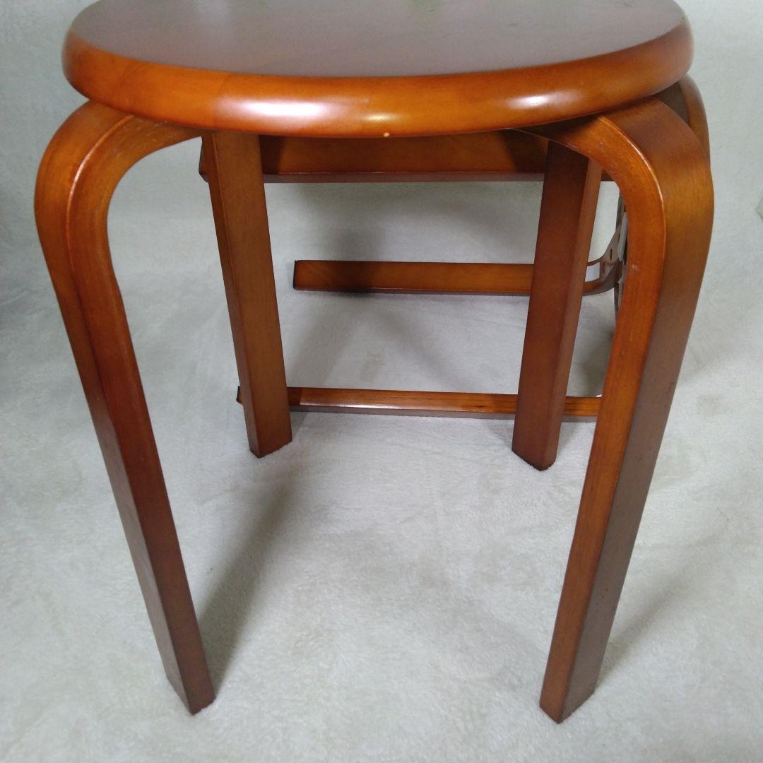 八幡産業 天然木製スツール 直径400mm 高さ440mm 2脚 セット