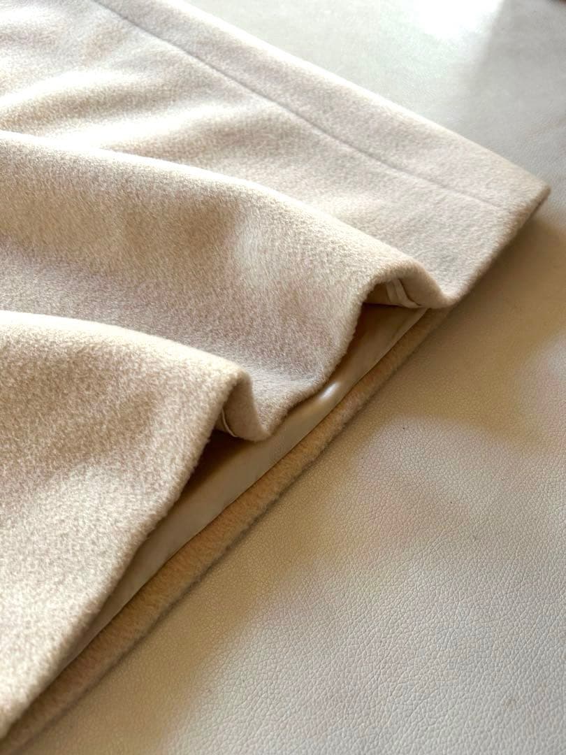 277美品マックスマーラ白タグ上質ウールカシミア上品ロングコートベージュ