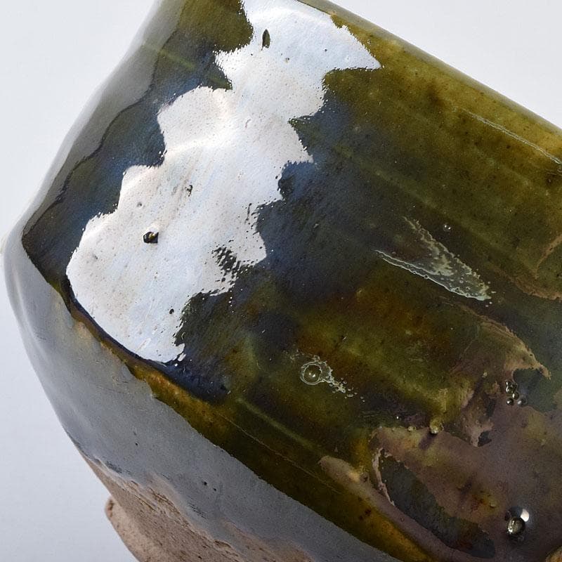 北大路魯山人作　織部焼　青織部　茶碗　黒田陶々庵極め箱　M　R9447