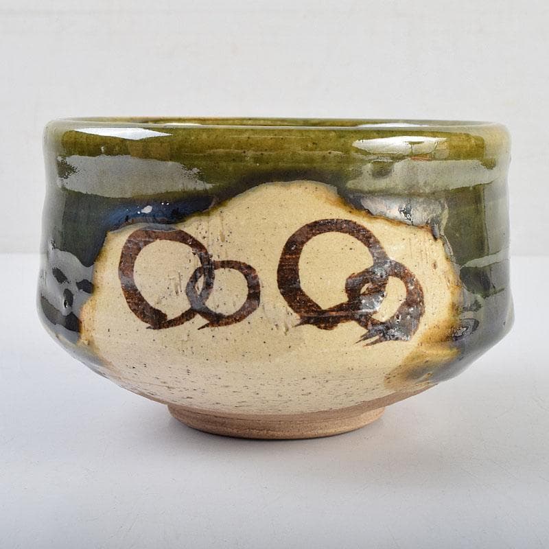 北大路魯山人作　織部焼　青織部　茶碗　黒田陶々庵極め箱　M　R9447