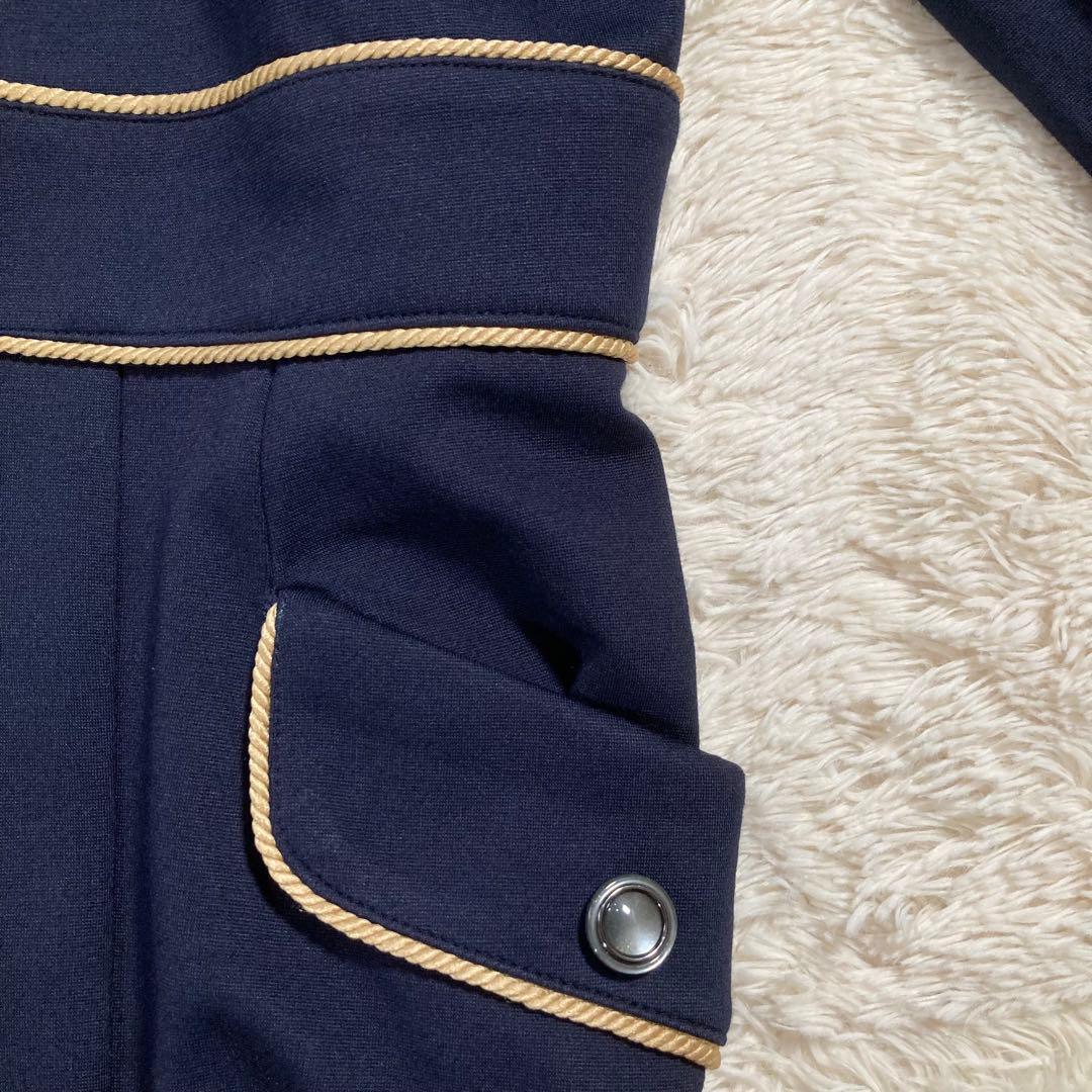 未使用タグ付 ローラアシュレイ ひざ丈ワンピース フレア 七分袖 紺色